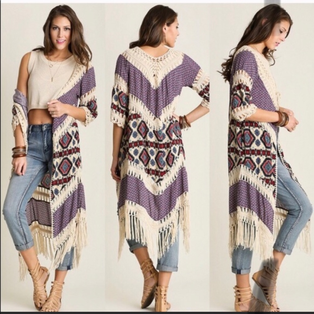 Grape Colored Crochet Cardigan